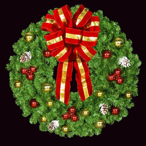 Mountain Pine Wreath with Red & Gold Balls