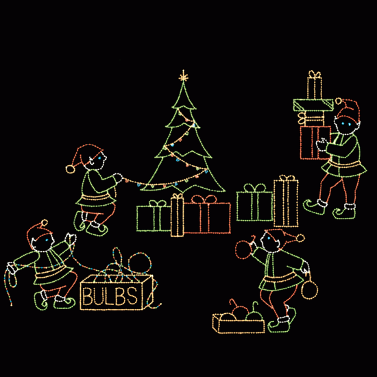 10' x 14' Elf Decorating Tree with Presents