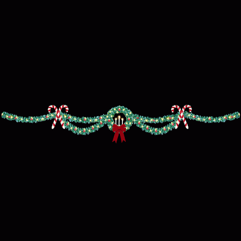 40' Candy Cane Tri-Candle Skyline