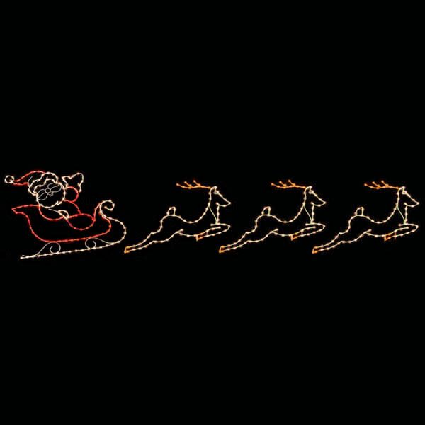 31' Santa and Sled with Reindeer
