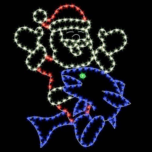 8' Silhouette Santa Riding Salmon