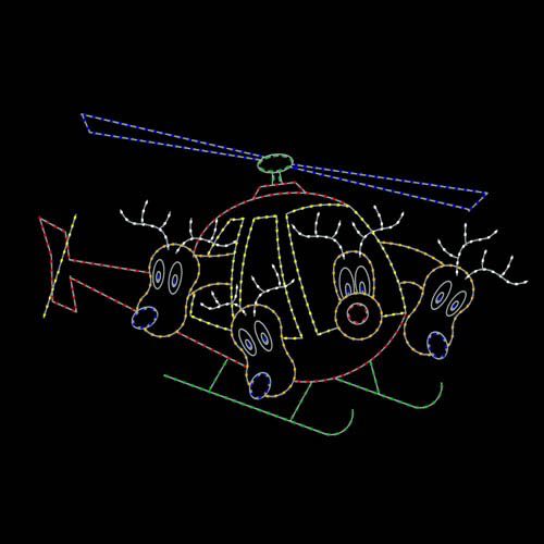 12' x 19' Animated Reindeer Flying Helicopter