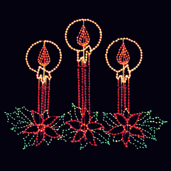 24' x 30' Animated Halo Candles with Poinsettia