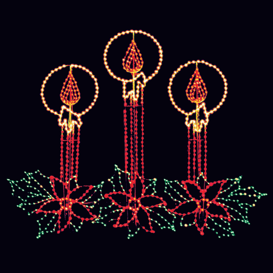 24' x 30' Animated Halo Candles with Poinsettia