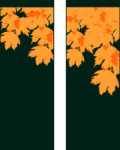 Fall Leaves on Green Fabric