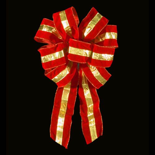 Velvet Puff Bow with Gold Stripe