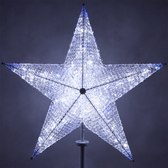 Shimmering LED Crystal 5 Point Star Tree Topper - Blue and White