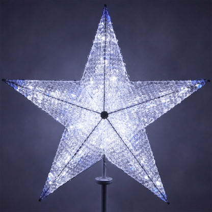 Shimmering LED Crystal 5 Point Star Tree Topper - Blue and White