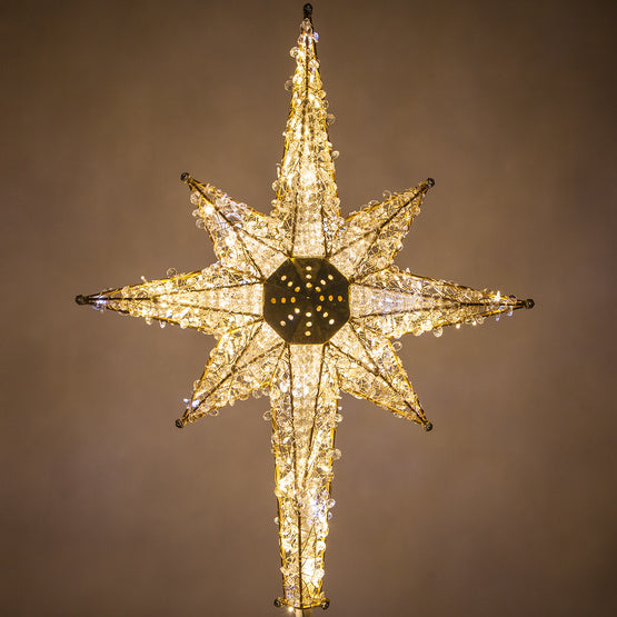 Two Tone Shimmering LED Crystal 8 Point Star Tree Topper