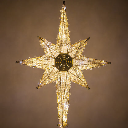 Two Tone Shimmering LED Crystal 8 Point Star Tree Topper