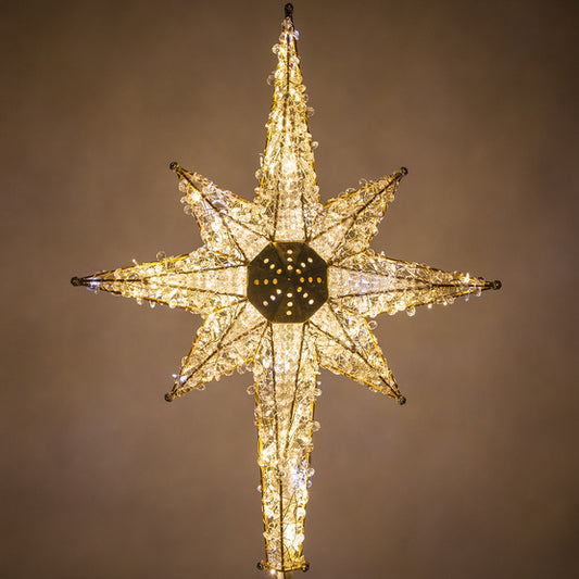 Two Tone Shimmering LED Crystal 8 Point Star Tree Topper