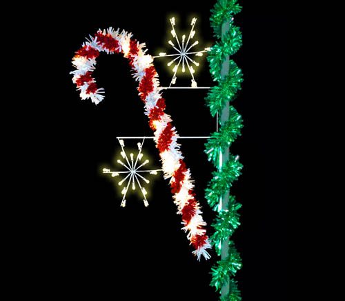 7' Sparkling Candy Cane & Snobursts