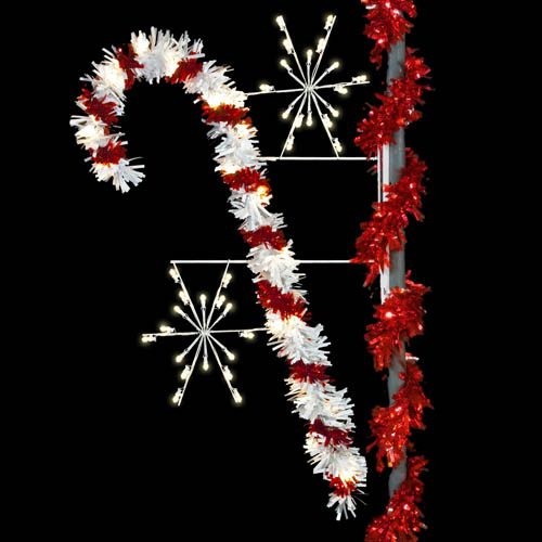 7' Sparkling Candy Cane & Snobursts