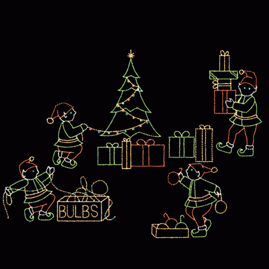 10' x 14' Elf Decorating Tree with Presents