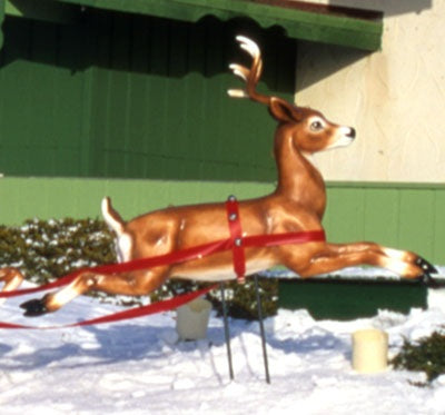 Life Size Santa and Reindeer Team