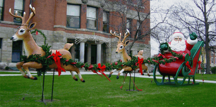 Giant Santa and Reindeer Team
