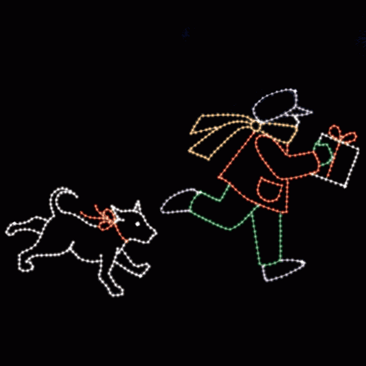 7' x 12' Boy Running with Dog