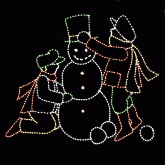 8' x 10' Boys Building Snowman