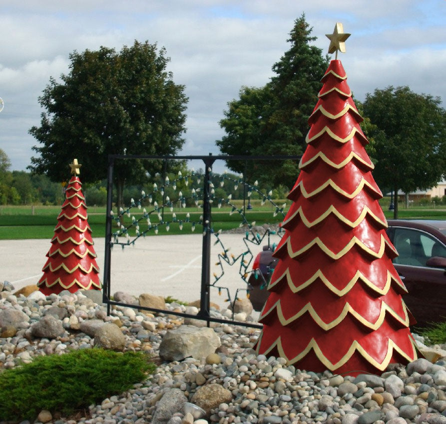 Red Fiberglass Tree - Set of 3