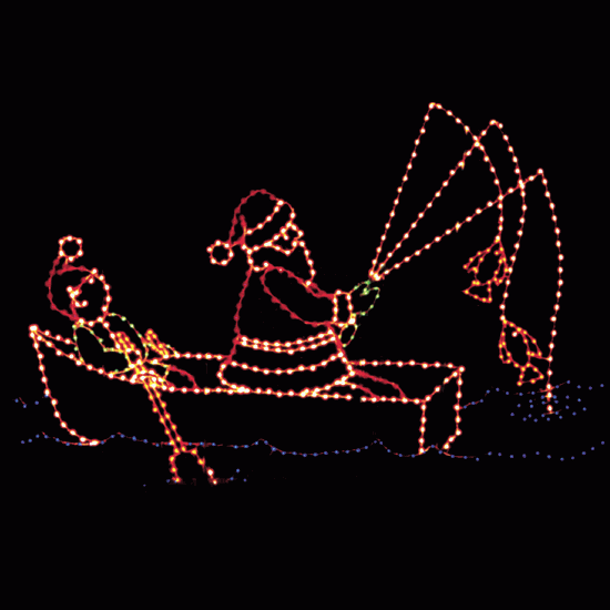 12' x 18' Animated Fishing Santa with Rowing Elf