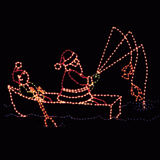12' x 18' Animated Fishing Santa with Rowing Elf