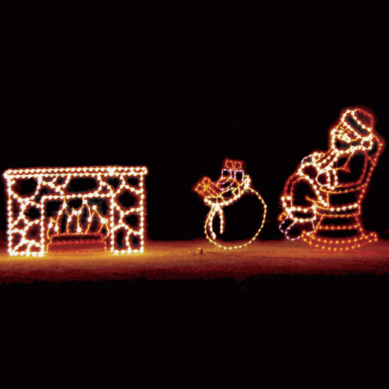 8' x 20' Santa Snoozing by Fireplace with Toy Bag