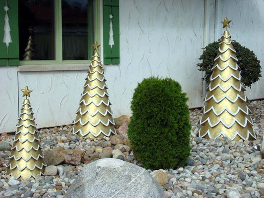 Gold Fiberglass Tree - Set of 3